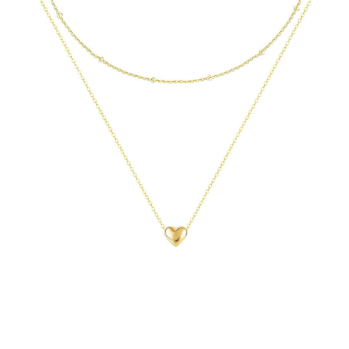 Collier superposé à pendentif cœur