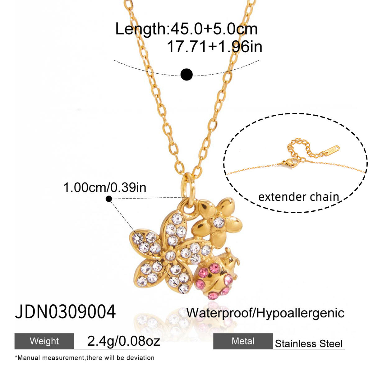 Collier pour femme avec pendentif floral et cristaux étincelants