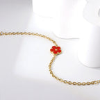 Bracelet pour femme avec pendentif floral en acier inoxydable