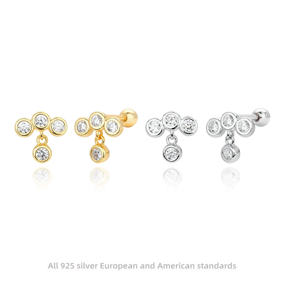Boucles d'oreilles pour femme en argent sterling avec zircon