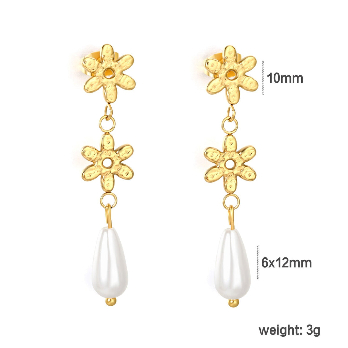Boucles d'oreilles pendantes pour femme avec design floral et perles