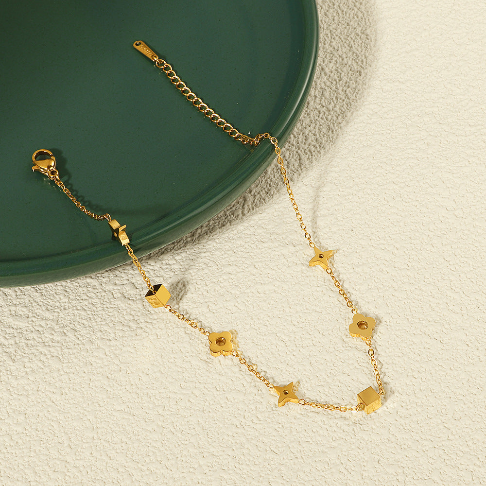 Bracelet de cheville pour femme avec pendentifs géométriques