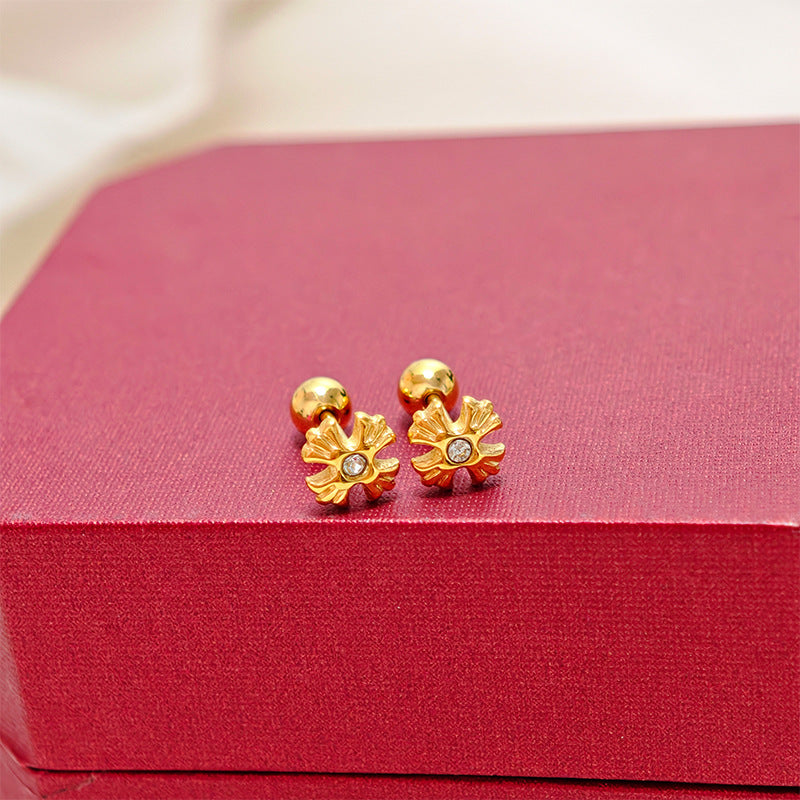 Boucles d'oreilles puces motif floral pour femme