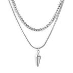 Collier multicouche pour femme avec pendentif moderne