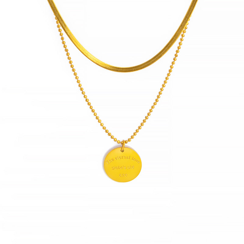Collier pour femme avec double pendentif et gravure