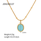 Collier pour femme avec pendentif ovale en acier inoxydable