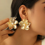 Boucles d'oreilles pour femme motif floral et perles