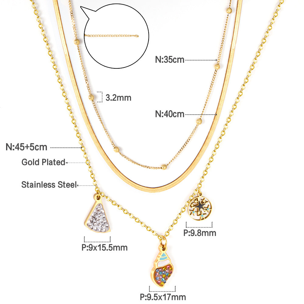 Collier multi-rangs pour femme avec pendentifs colorés