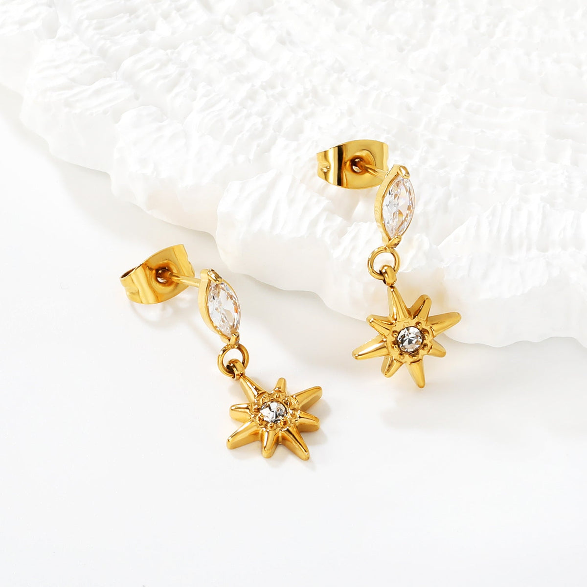 Boucles d'oreilles pendantes pour femme avec étoiles et zircons