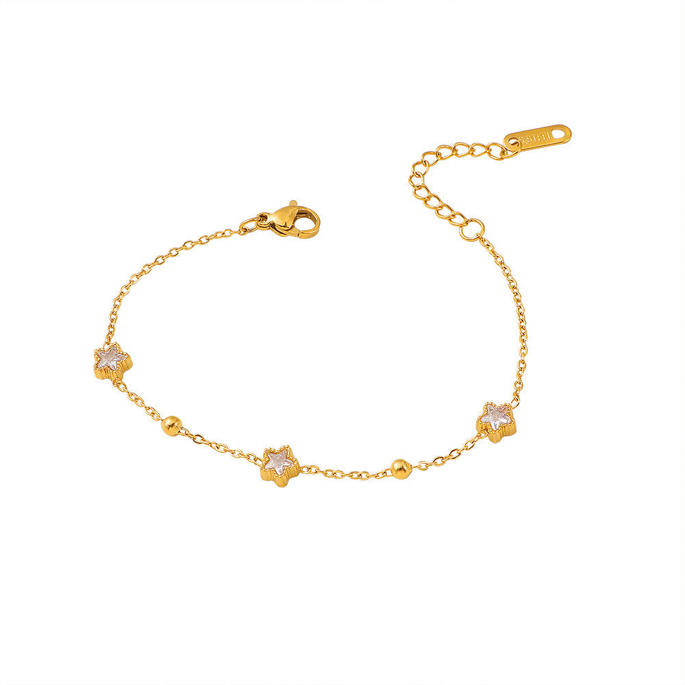 Bracelet de cheville doré pour femme avec étoiles et cristaux