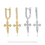 Boucles d'oreilles pendantes pour femme motif croix