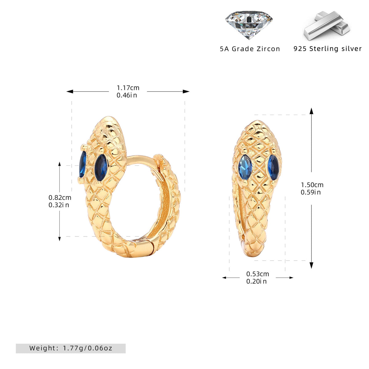 Boucles d'oreilles pendantes pour femmes motif serpent avec zircons