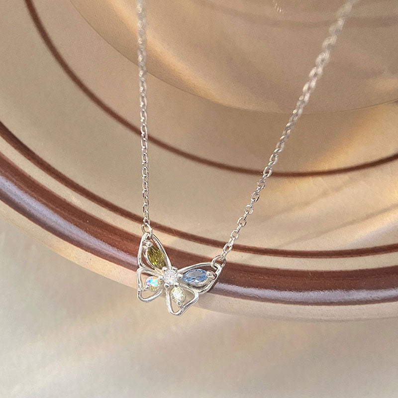 Collier femme papillon avec cristaux