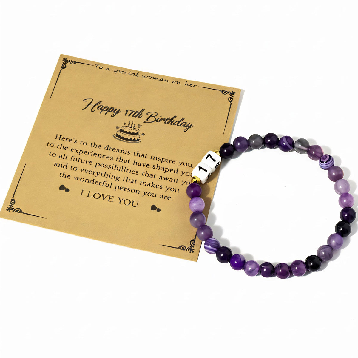 Bracelet de perles pour femme avec pendentif anniversaire personnalisable