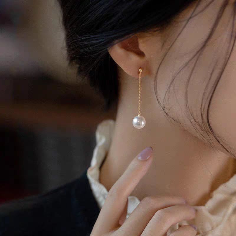 Boucles d'oreilles pendantes délicates avec perles pour femme