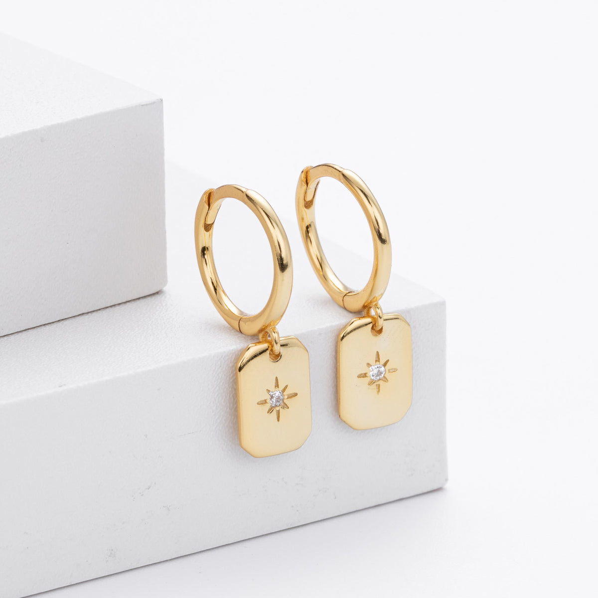 Boucles d'oreilles pendantes avec zircon en argent sterling 925