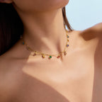 Collier ancre pour femme avec pendentifs en cristal coloré