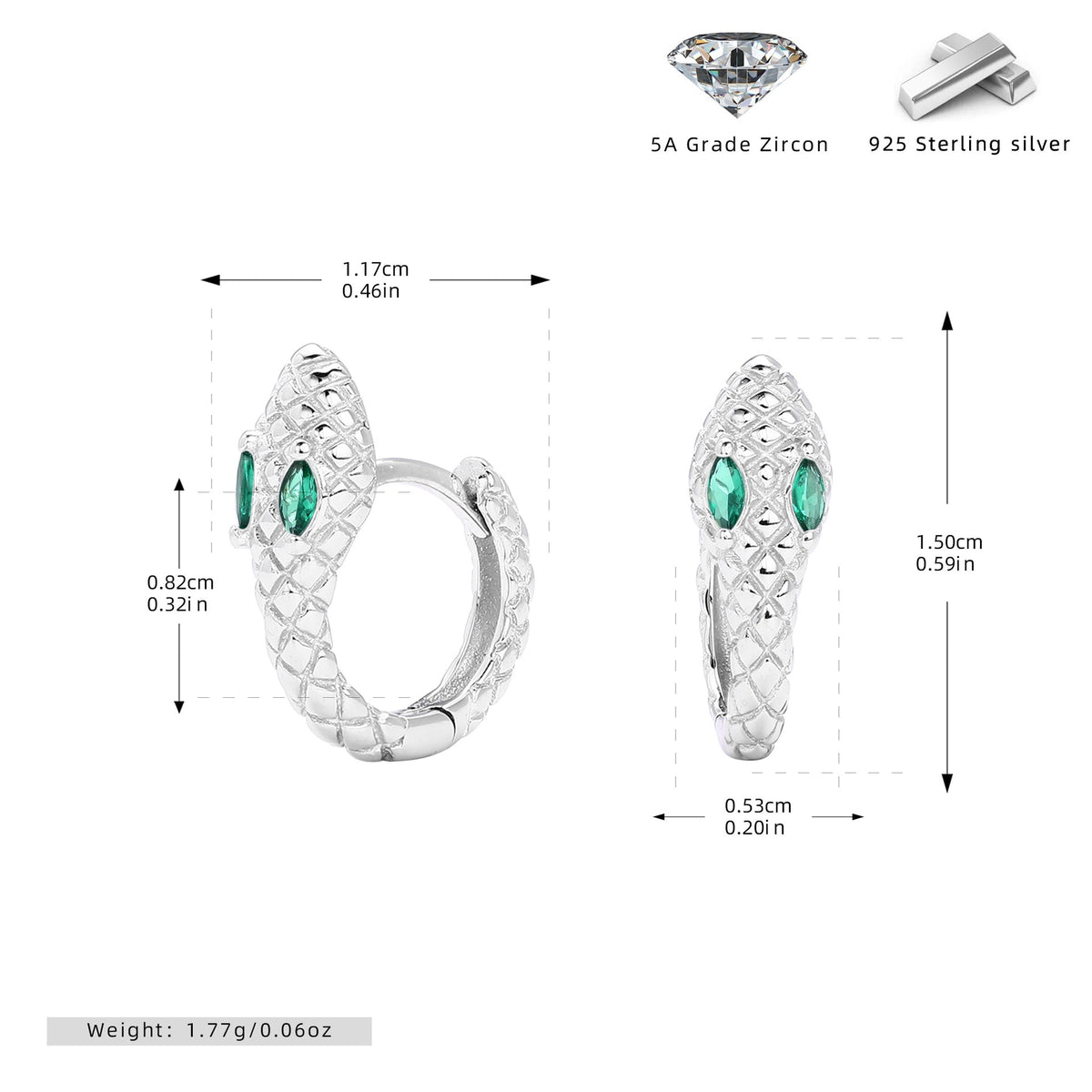 Boucles d'oreilles pendantes pour femmes motif serpent avec zircons