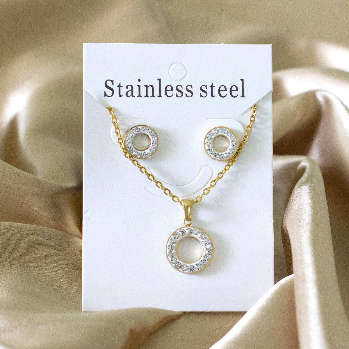 Parure de bijoux pour femme avec pendentif et boucles d'oreilles en zircon