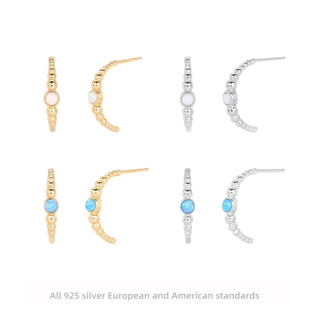 Boucles d'oreilles avec opale et argent sterling 925
