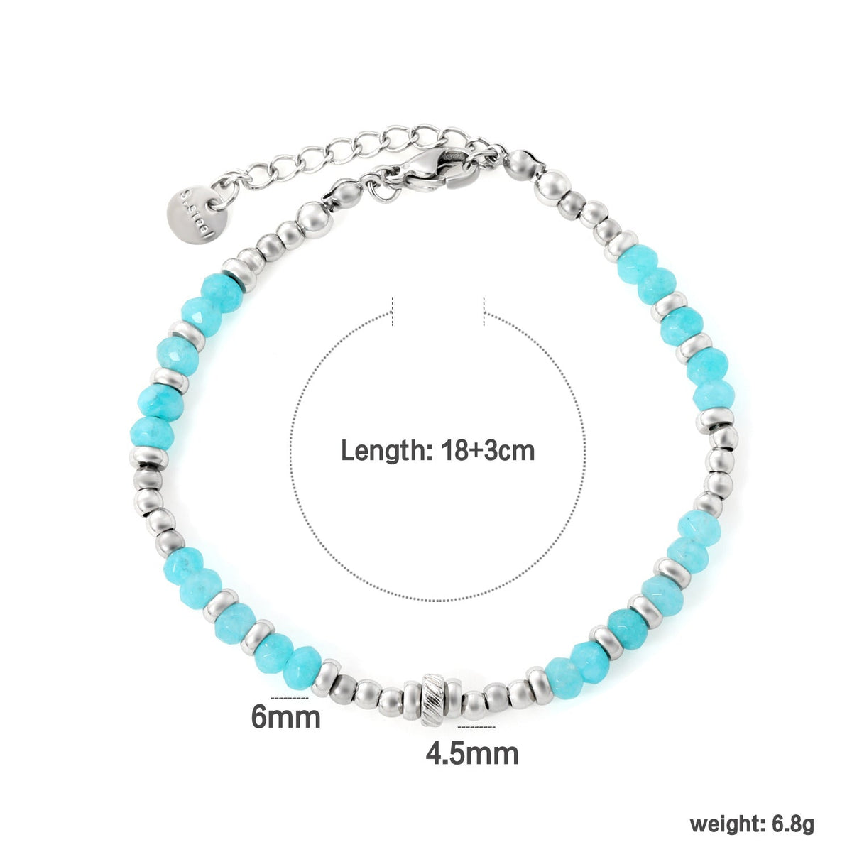 Bracelet pour femme avec éléments aigue-marine et acier inoxydable