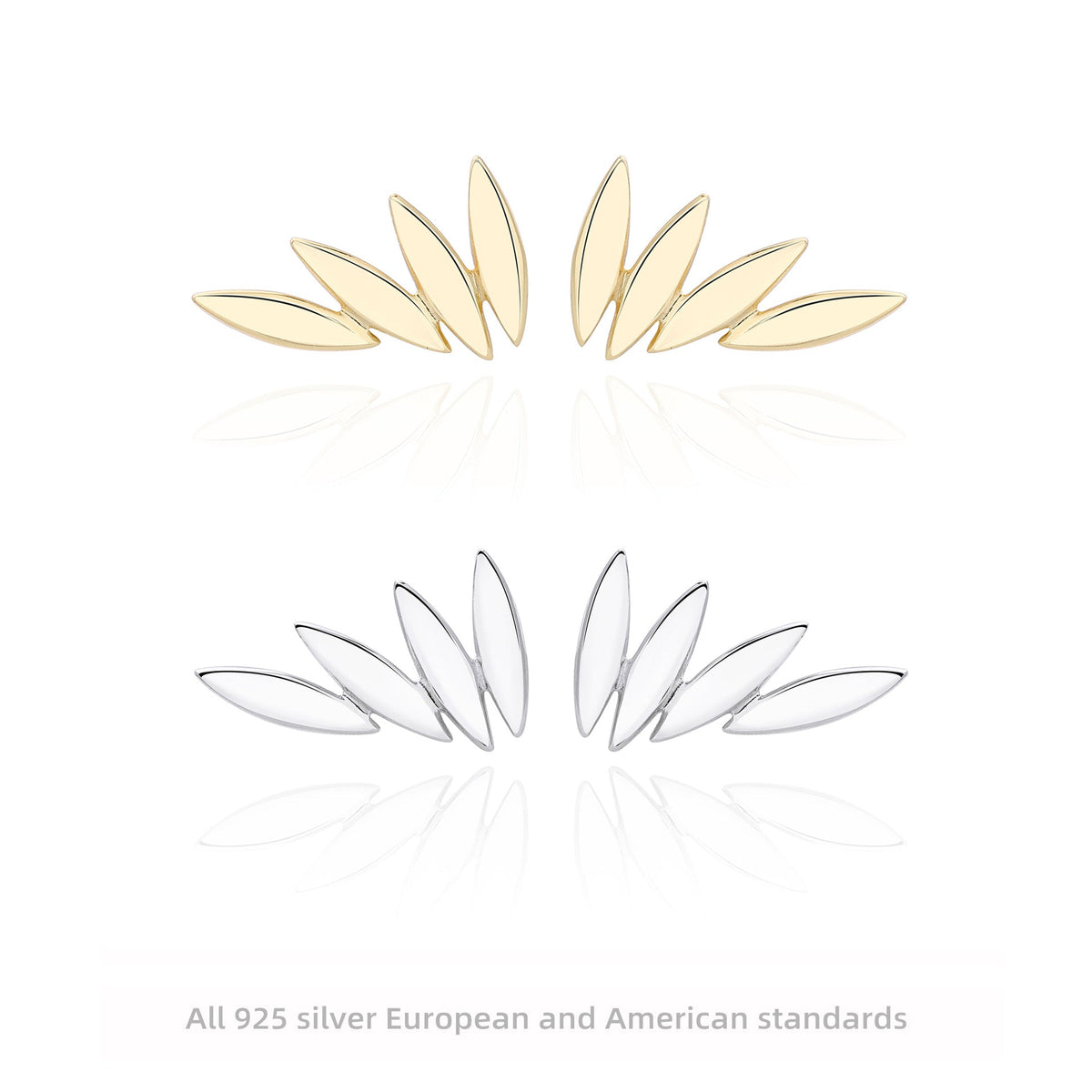 Boucles d'oreilles créatives en forme de feuille en argent sterling 925