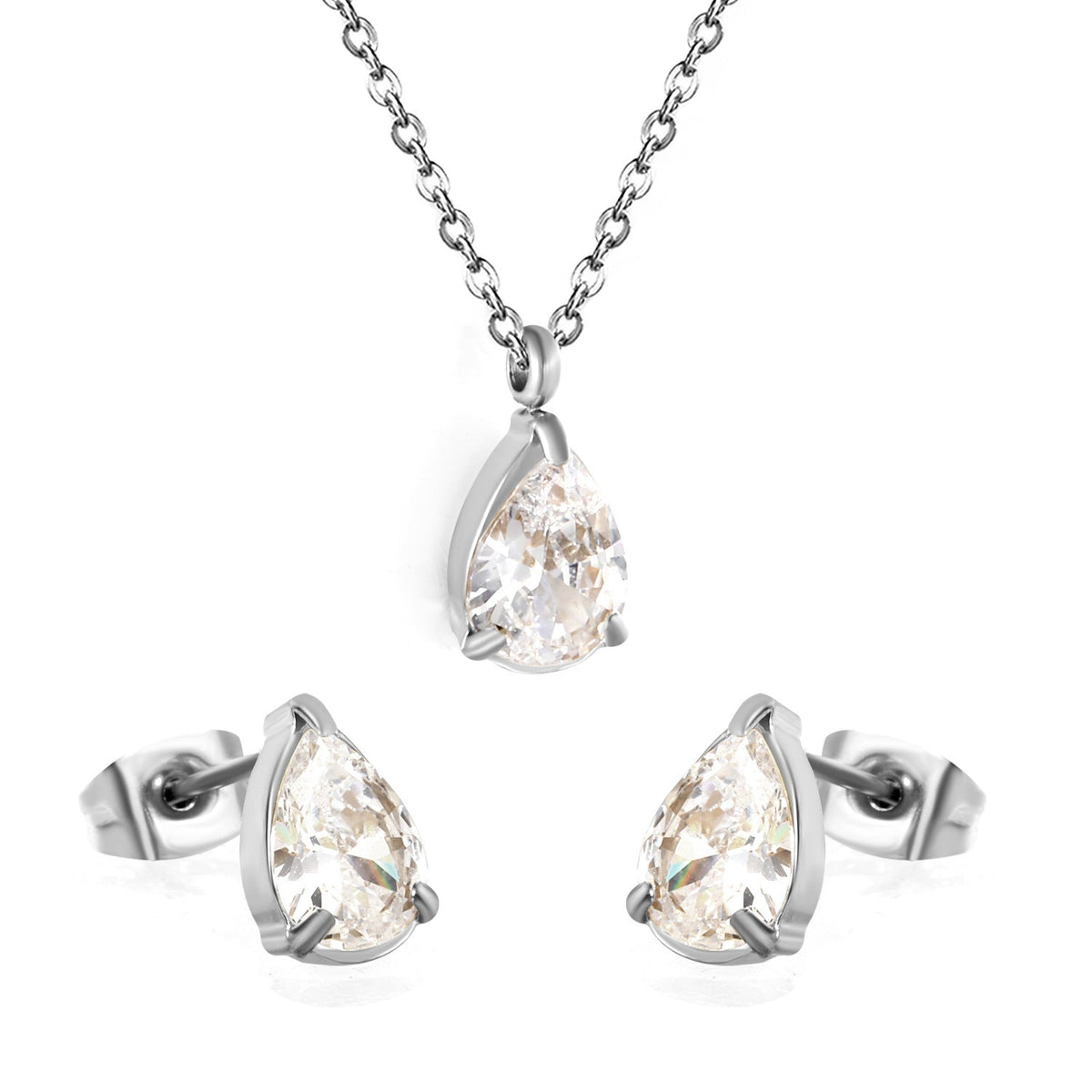 Parure de bijoux pour femme avec éléments en zircone et boucles d'oreilles élégantes