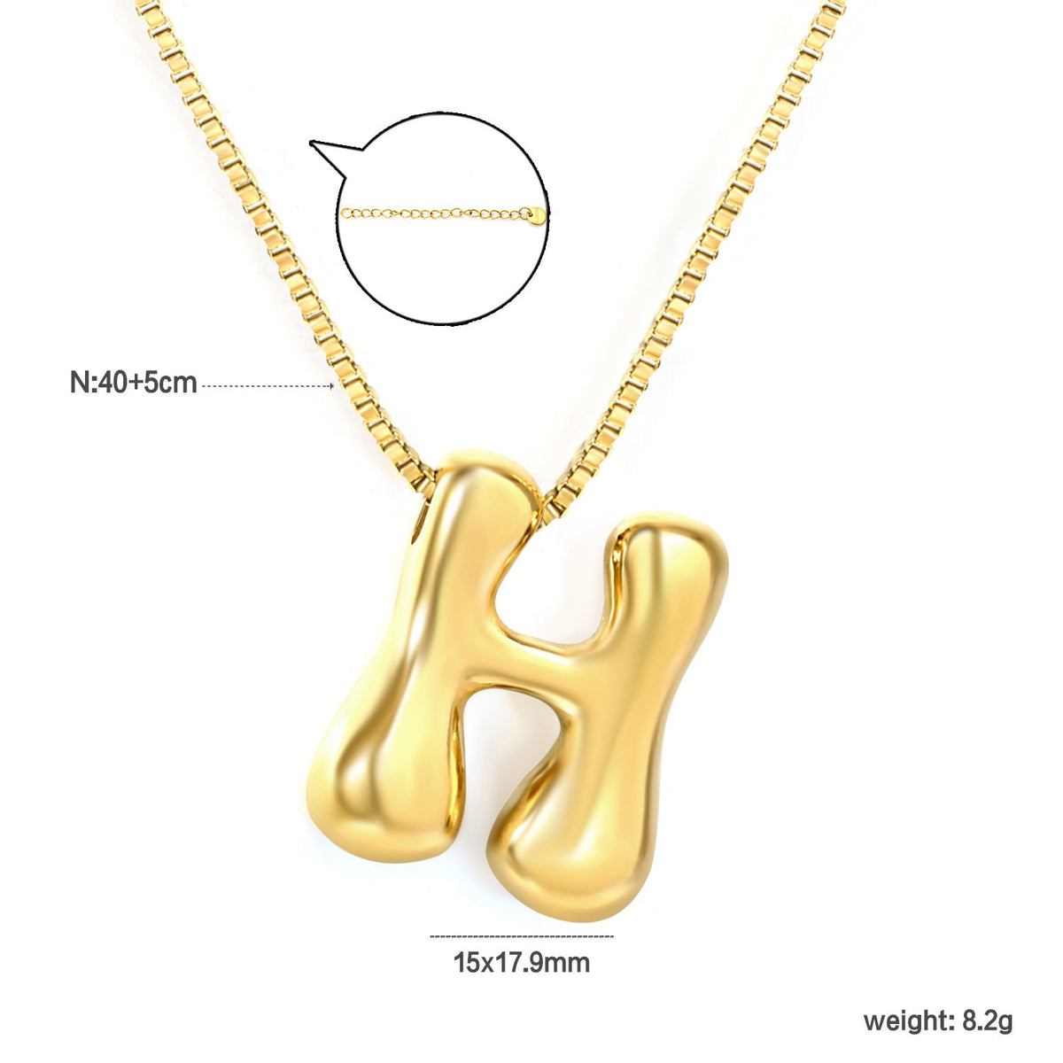 Collier pour femme avec pendentif lettre moderne en acier inoxydable