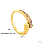 Bague réglable pour femme avec zircons et accents verts