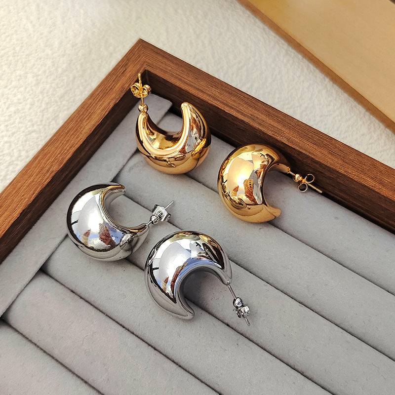 Boucles d'oreilles puces en acier inoxydable brillant