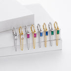 Boucles d'oreilles pendantes pour femme avec zircons bleus et chaînes