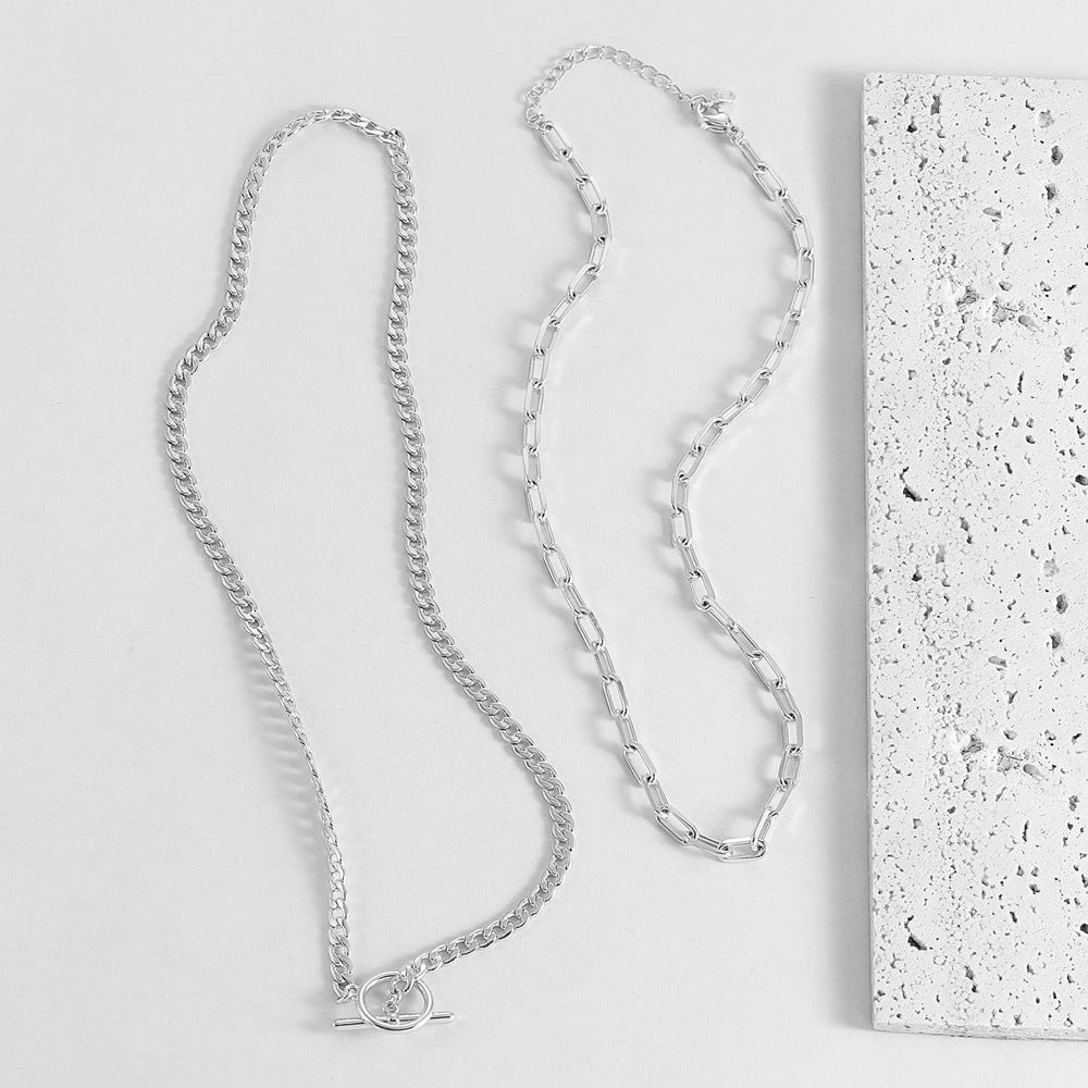 Collier à chaînes superposées argenté élégant