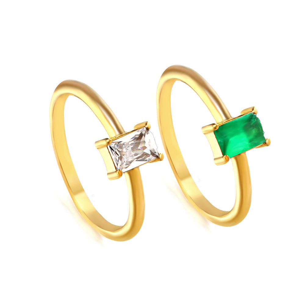 Bague élégante pour femme en acier inoxydable avec zircone