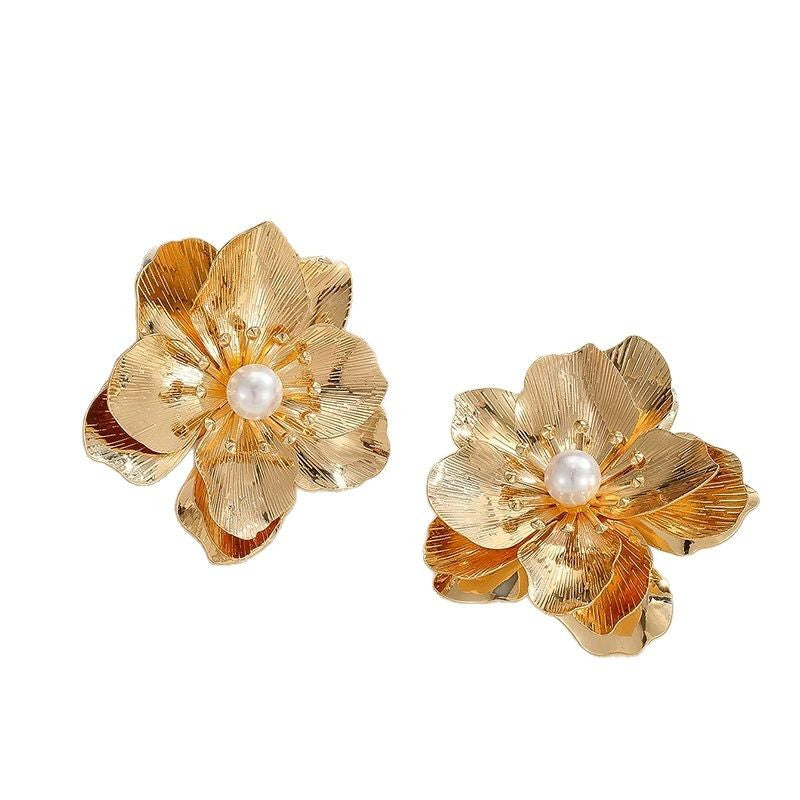 Boucles d'oreilles pour femme motif floral et perles
