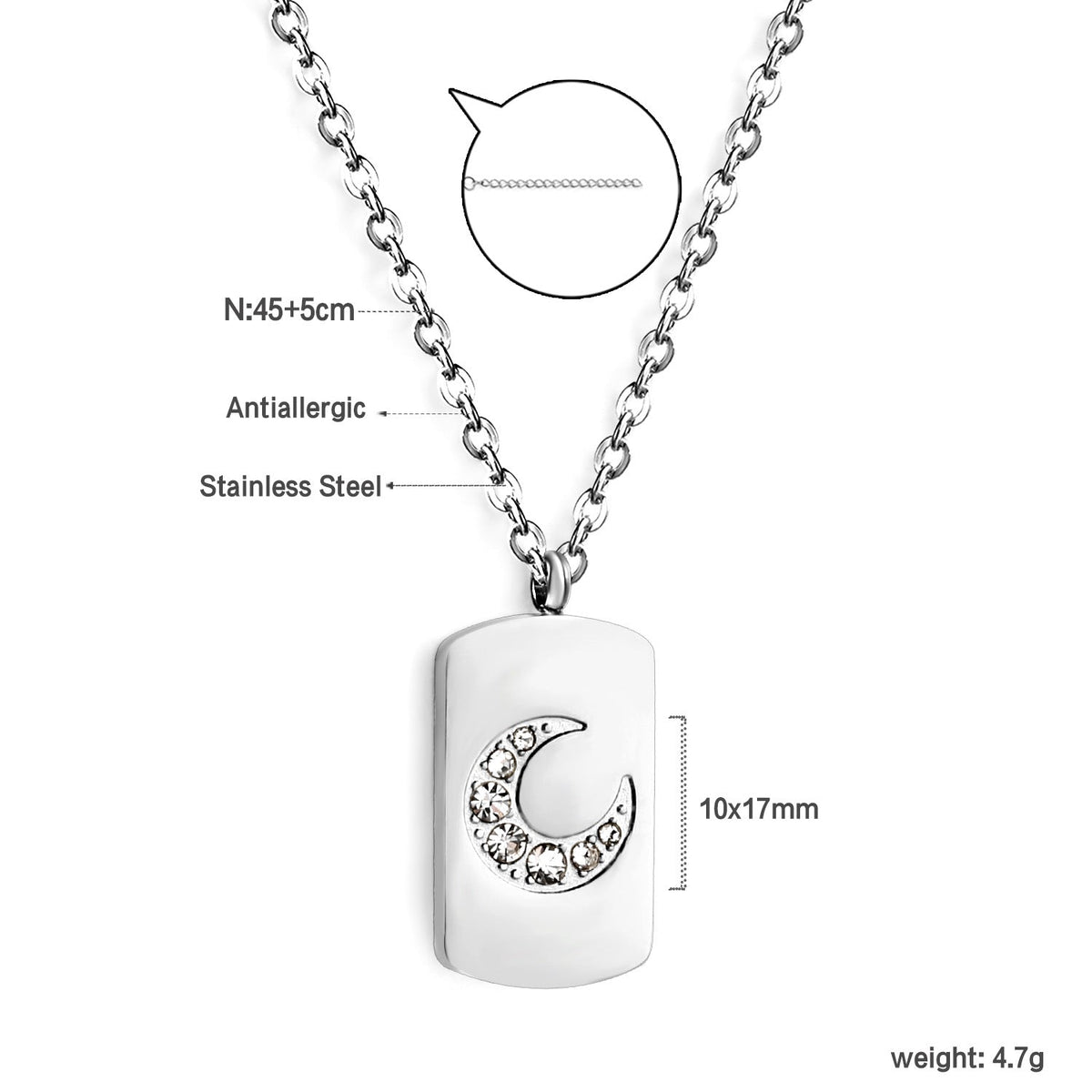 Collier pour femme avec pendentif carré orné de cristaux