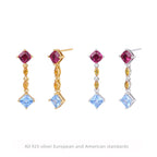 Boucles d'oreilles pendantes pour femme en argent sterling 925 et zircons colorés