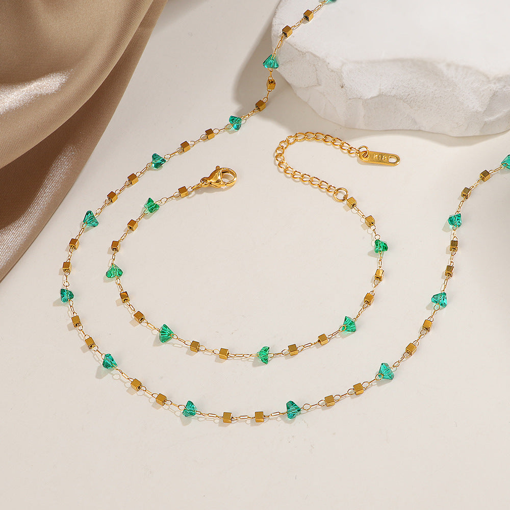 Bracelet délicat à perles géométriques pour femme