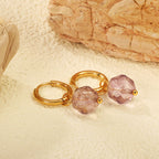 Damen Hängende Ohrstecker mit herzförmigem Amethyst-Anhänger