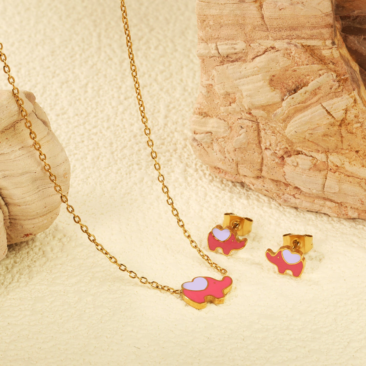 Parure de bijoux pour femme avec pendentif éléphant