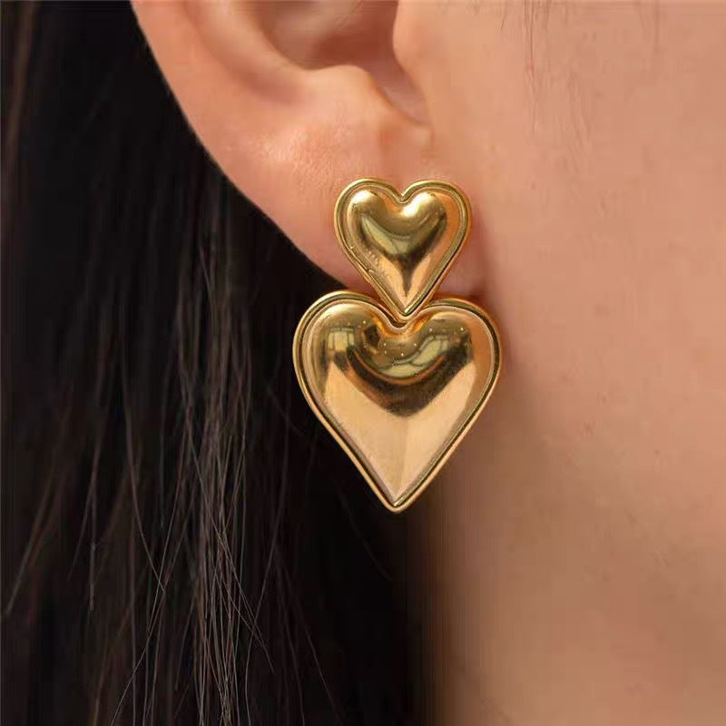 Boucles d'oreilles pendantes en forme de cœur pour femme