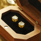 Boucles d'oreilles avec cristaux et monture dorée