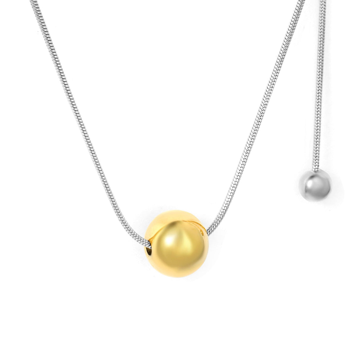 Collier pour femme avec pendentif boule réglable en acier