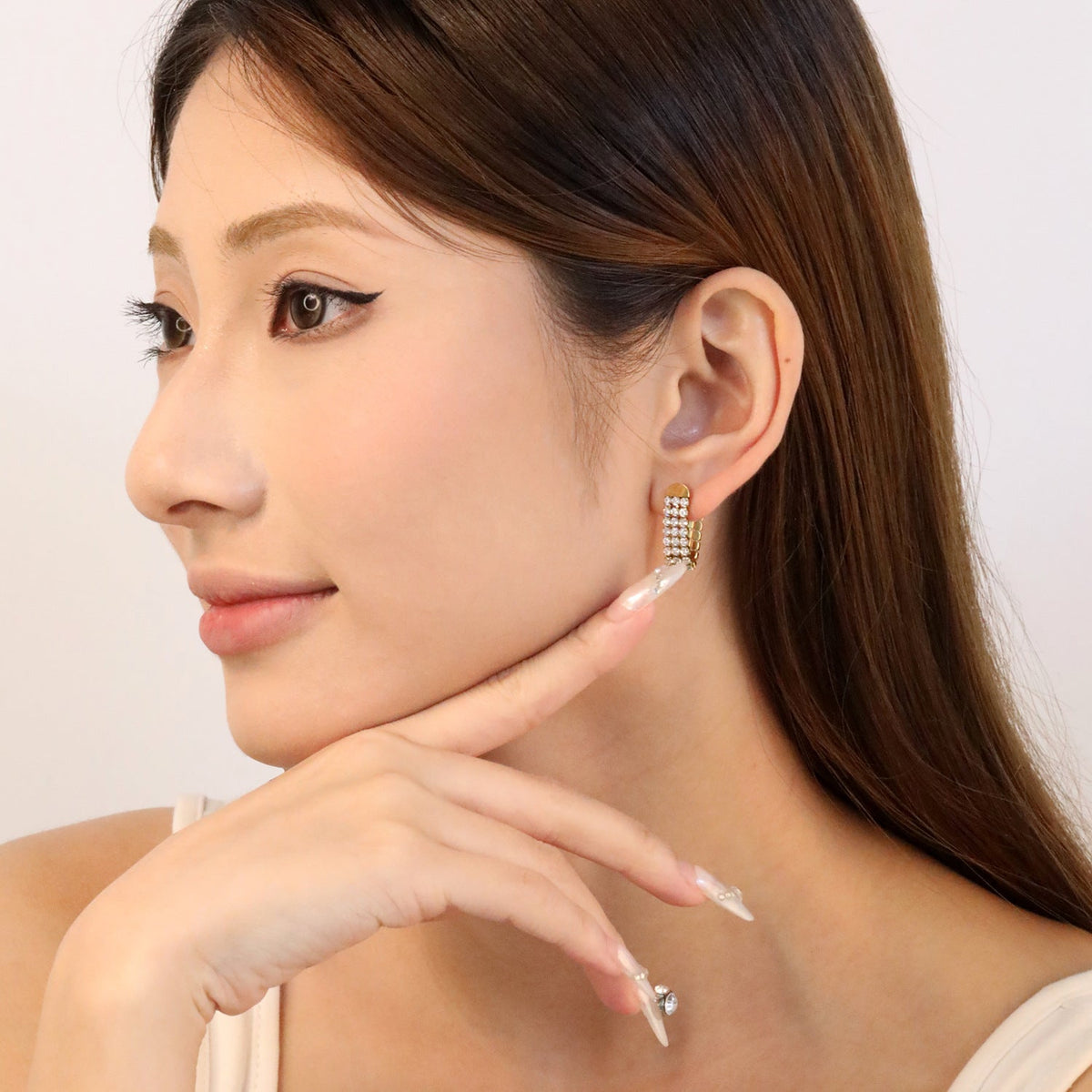 Boucles d'oreilles pendantes pour femme avec cristaux