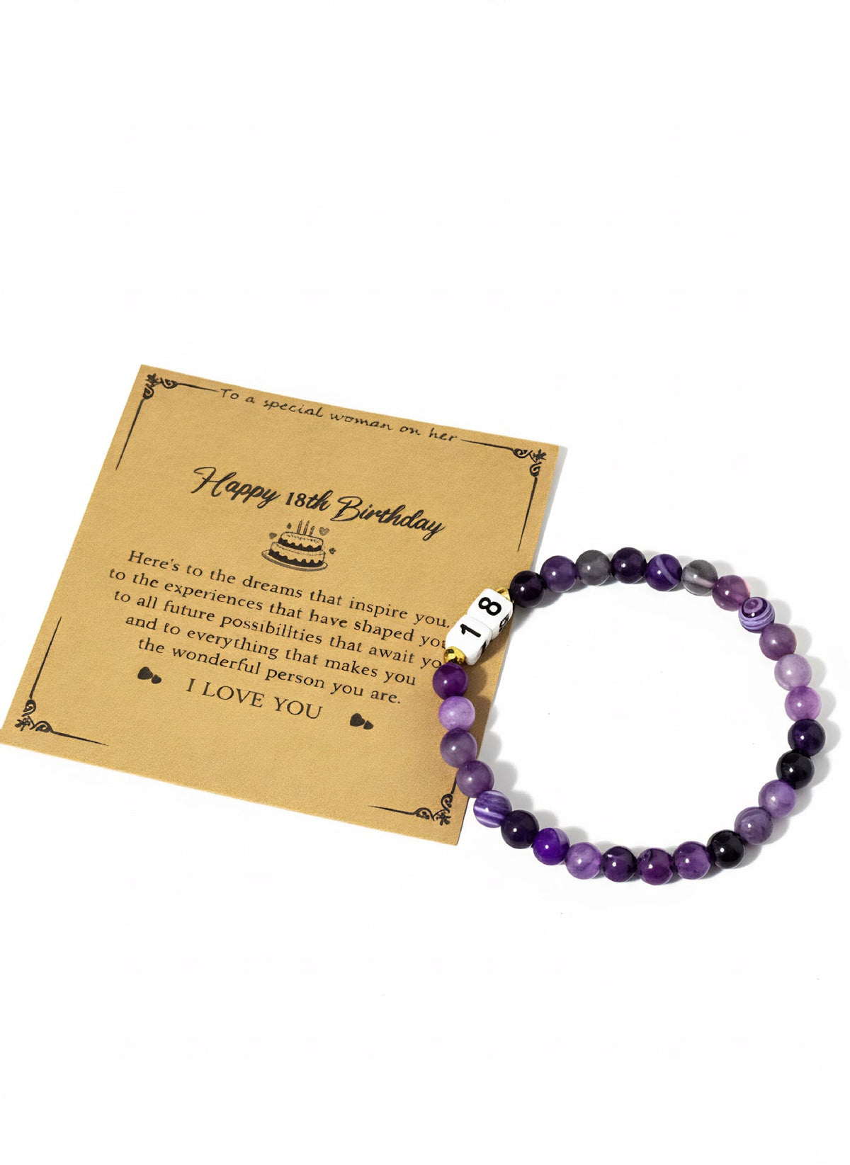 Bracelet de perles pour femme avec pendentif anniversaire personnalisable