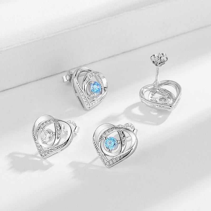 Damen Ohrstecker mit herzförmigem Design und funkelnden Zirkonia
