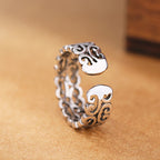 Bague ouverte pour femme avec motif ondulé artistique