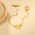 Bracelet de perles pour femme avec motif coquillage et fermoir toggle