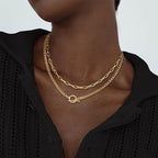 Collier à chaînes superposées argenté élégant