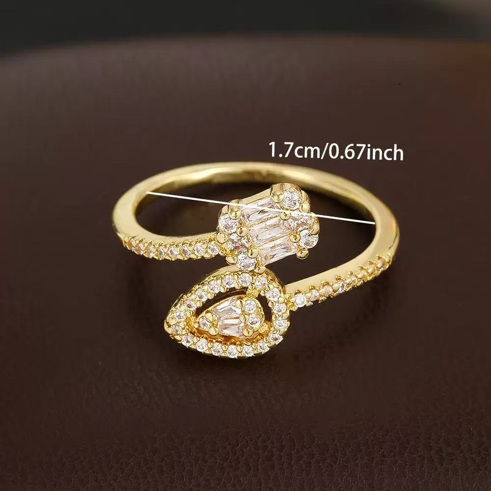 Bague élégante pour femme avec zircone étincelante et design à double sertissage