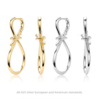 Boucles d'oreilles pendantes pour femme au design nœud en argent sterling 925